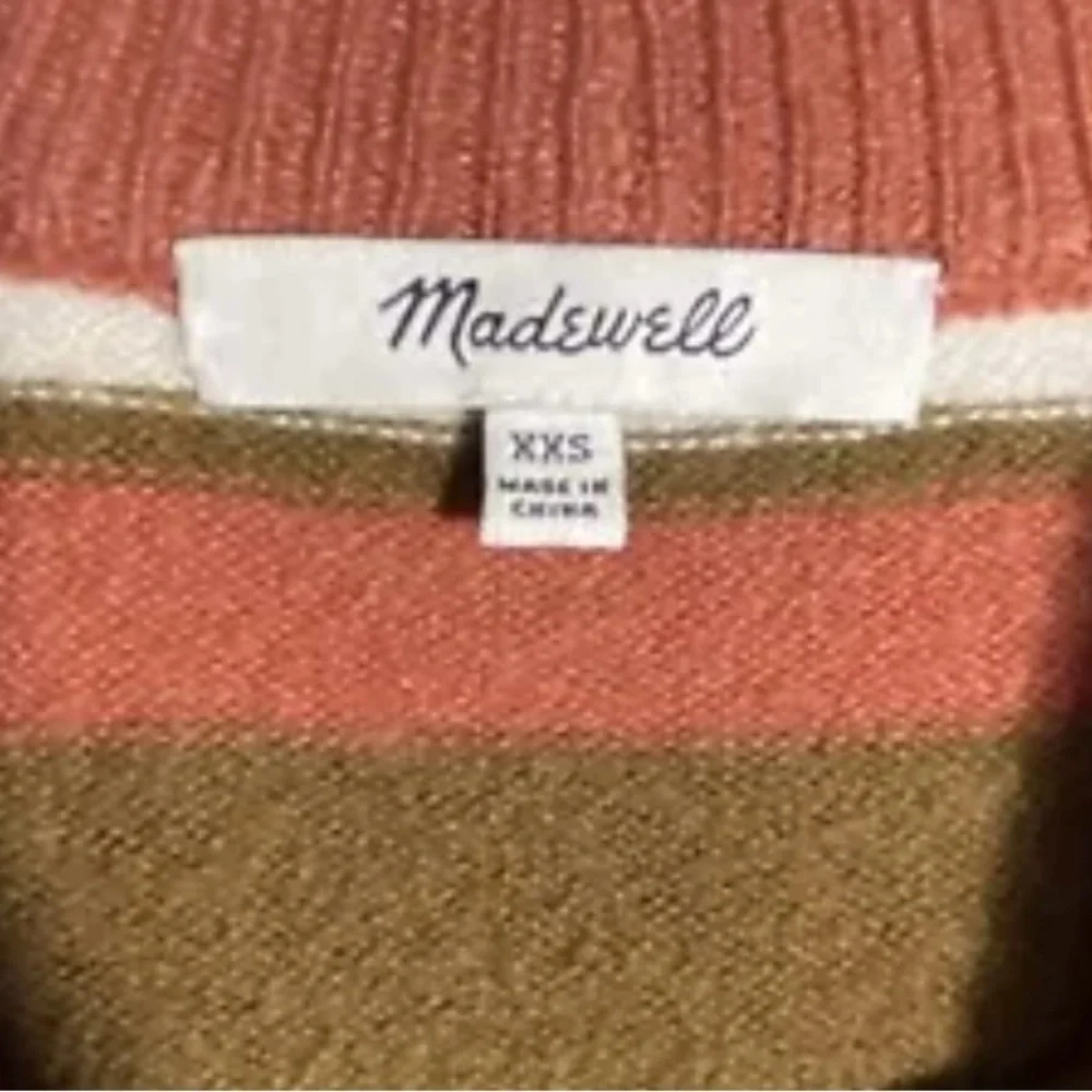 NEW Madewell Mock Neck Pocket Striped Sweater Sz XXS Wool Blend - Picture 4 of 5